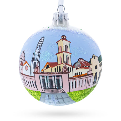 Riverside, California Glass Ball Christmas Ornament 4 Inches in Multi color Round