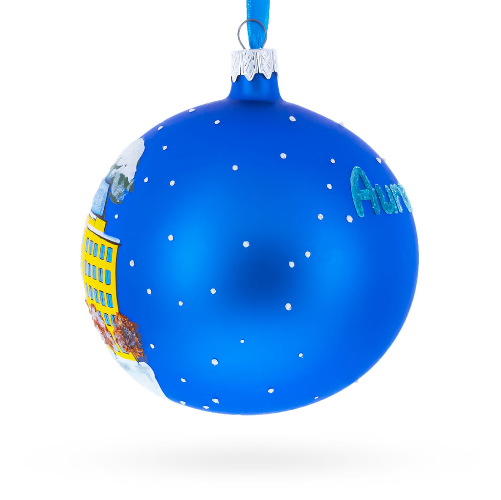 Aurora, Colorado Glass Ball Christmas Ornament 4 InchesUkraine , dimensions in inches: 4 x 4 x 4