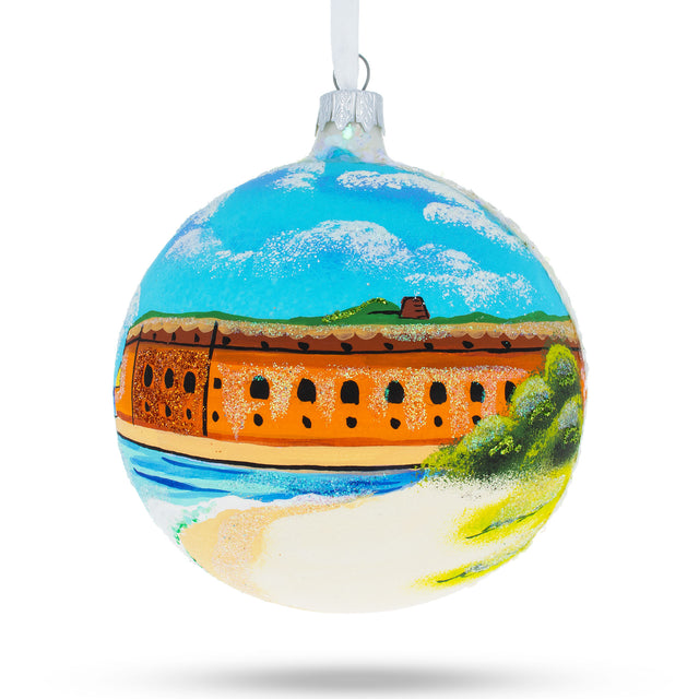 Glass Key West, Florida Glass Ball Christmas Ornament 4 Inches in Multi color Round