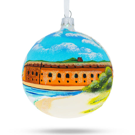 Glass Key West, Florida Glass Ball Christmas Ornament 4 Inches in Multi color Round