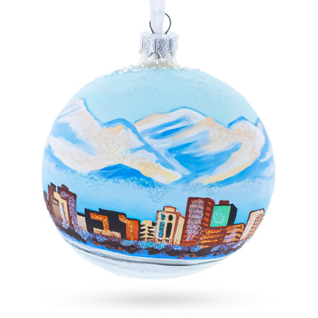 Anchorage, Alaska Glass Ball Christmas Ornament 4 Inches in Multi color Round