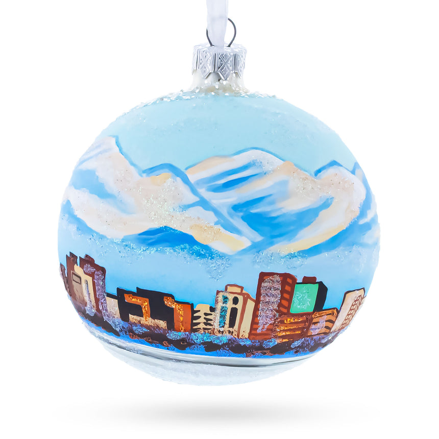 Anchorage, Alaska Glass Ball Christmas Ornament 4 Inches in Multi color Round