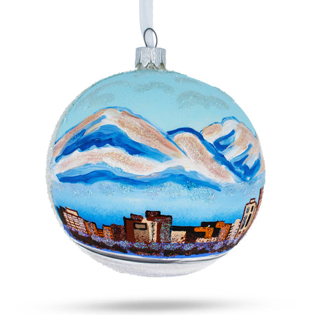 Glass Anchorage, Alaska Glass Ball Christmas Ornament 4 Inches in Multi color Round