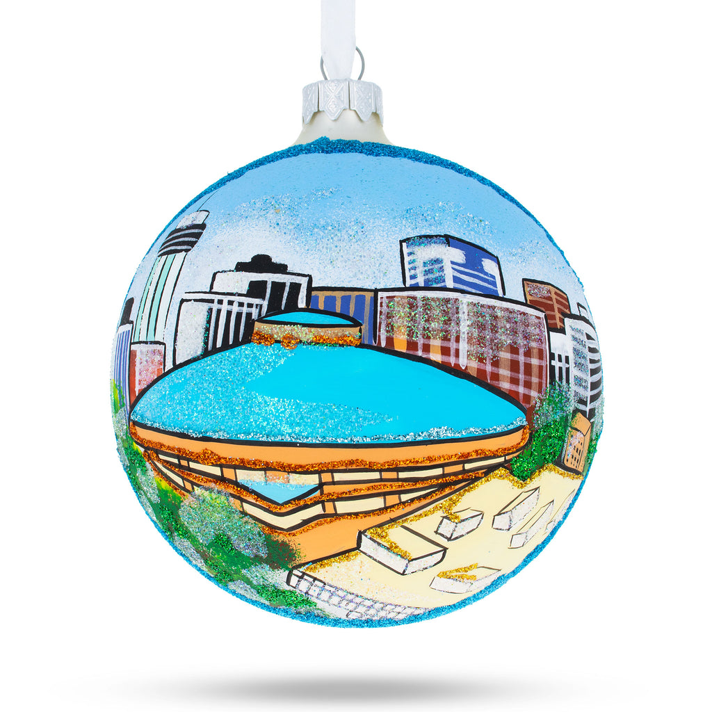 Wichita, Kansas Glass Ball Christmas Ornament 4 Inches in Multi color Round