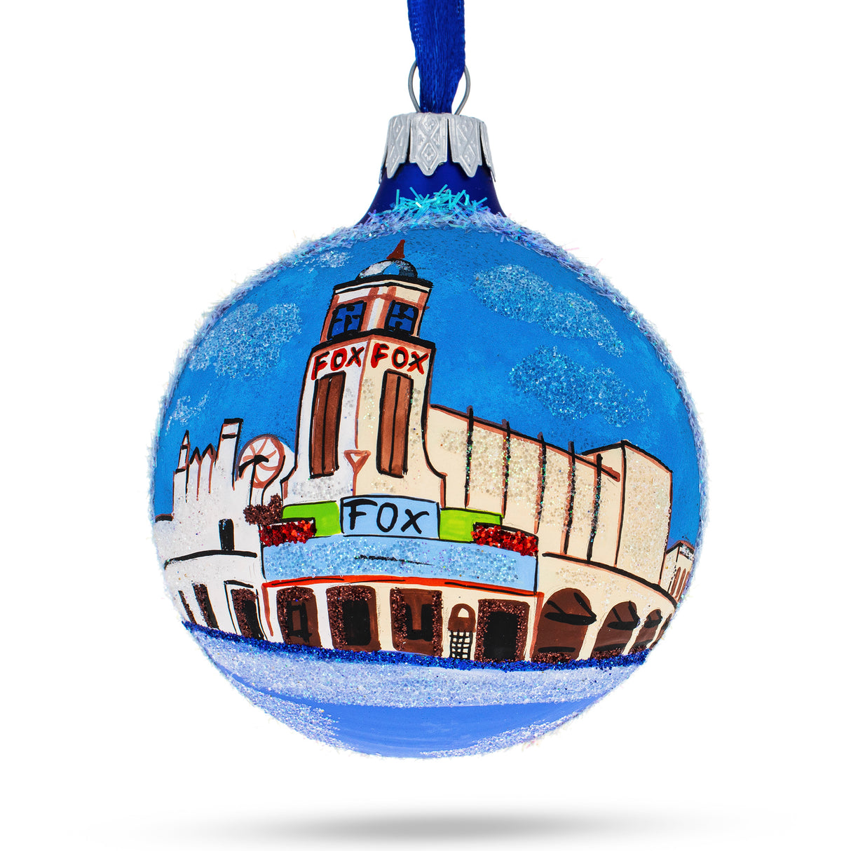 Bakersfield, California Glass Ball Christmas Ornament 3.25 Inches in Multi color, Round shape