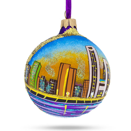Glass Corpus Christi, Texas Glass Ball Christmas Ornament 3.25 Inches in Multi color Round