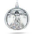 1487 Leonardo da Vinci's 'The Vitruvian Man' Glass Ball Christmas Ornament 4 Inches in Multi color Round