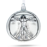 1487 Leonardo da Vinci's 'The Vitruvian Man' Glass Ball Christmas Ornament 4 Inches in Multi color Round