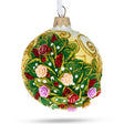Elegant Embossed Roses Bouquet on Pristine White Blown Glass Ball Christmas Ornament 3.25 Inches in Multi color, Round shape