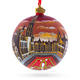 The Grand Place, Brussels, Belgium Glass Ball Christmas Ornament 4 Inches in Red color Round