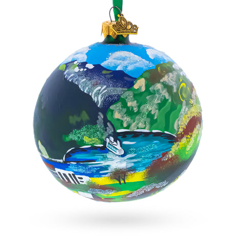 Geirangerfjord, Norway Glass Ball Christmas Ornament 4 Inches in Multi color Round