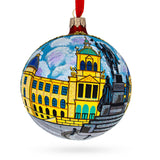 Statue of St Wenceslas, Prague, Czech Republic Glass Ball Christmas Ornament 4 Inches in Multi color Round