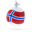 Flag of Norway Glass Ball Christmas Ornament 3.25 Inches in Multi color Round