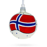 Flag of Norway Blown Glass Ball Christmas Ornament 3.25 Inches in Multi color, Round shape