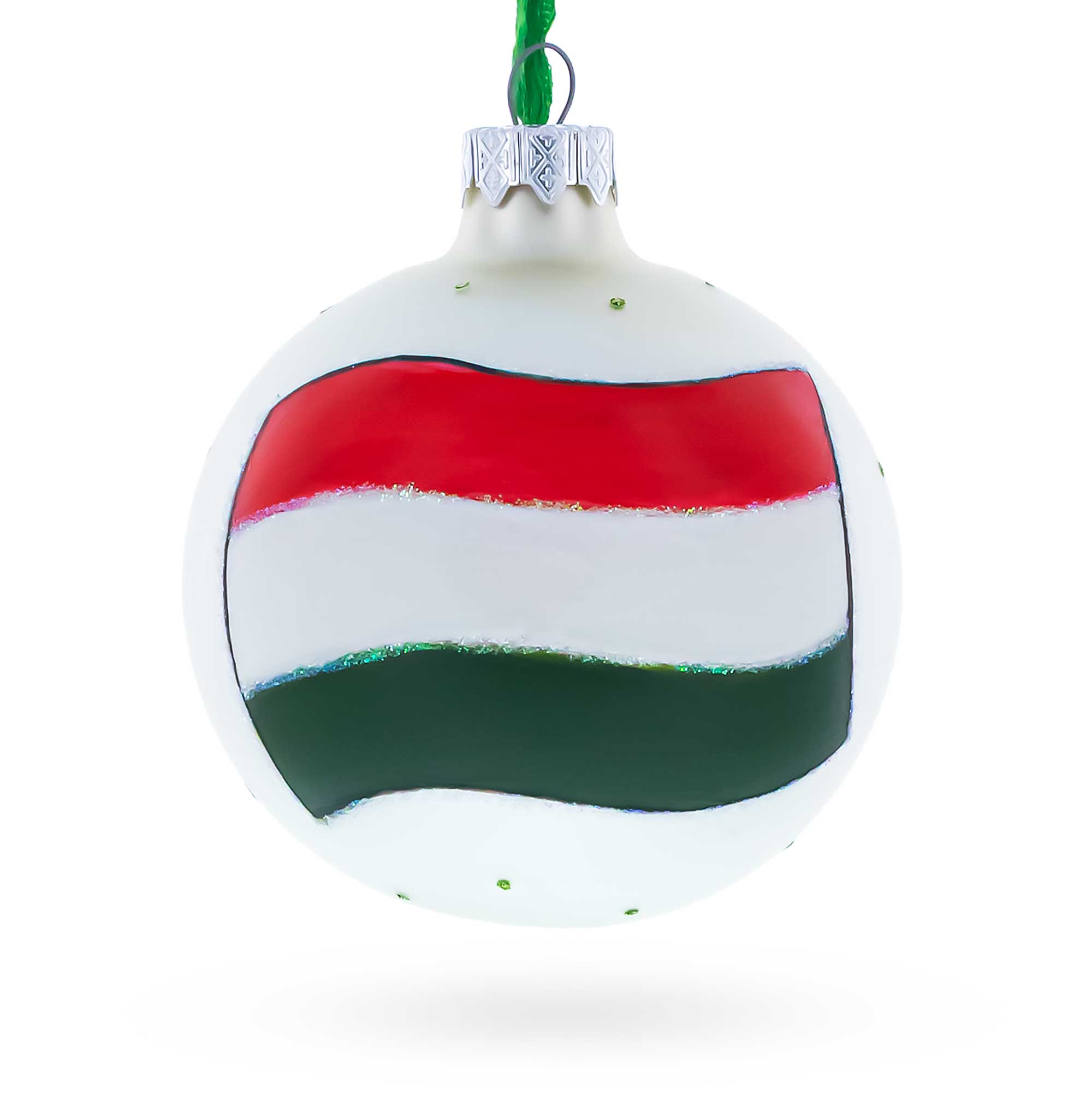 Flag of Hungary Glass Ball Christmas Ornament 3.25 Inches in Multi color Round