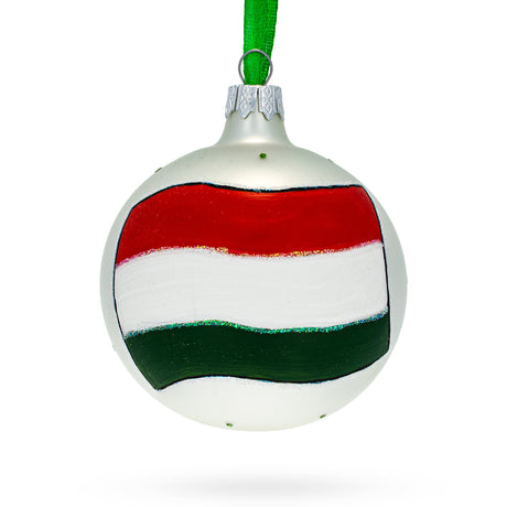 Magyar Majesty: Flag of Hungary Blown Glass Ball Christmas Ornament 3.25 Inches in Multi color, Round shape