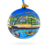 Dom Luis I Bridge, Porto, Portugal Glass Ball Christmas Ornament 4 Inches in Blue color Round