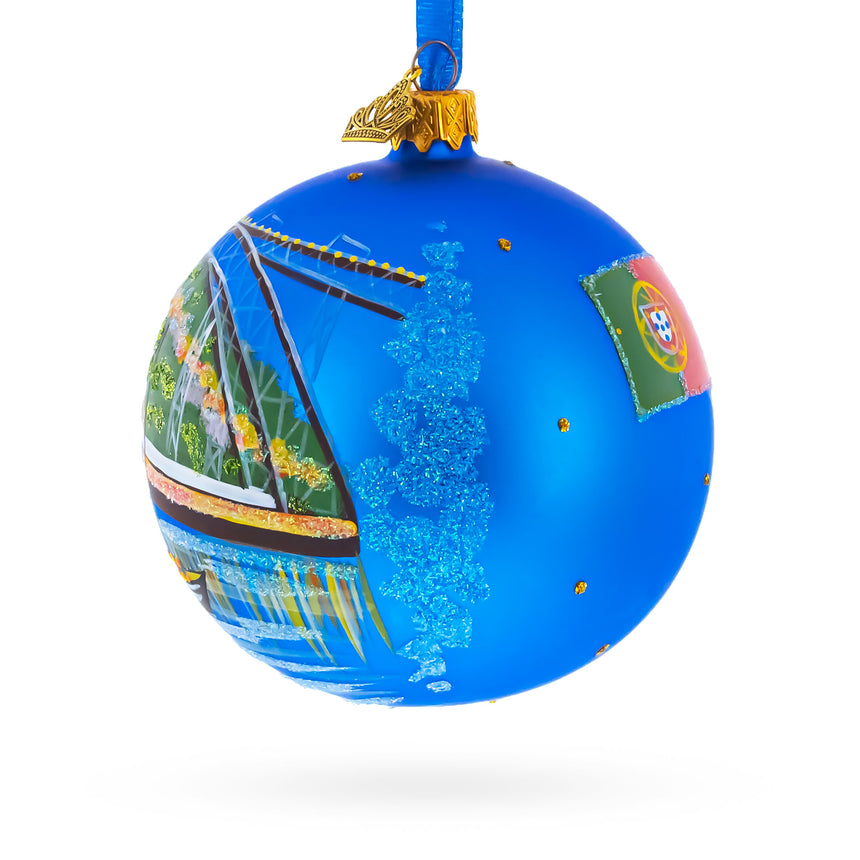 Dom Luis I Bridge, Porto, Portugal Glass Ball Christmas Ornament 4 InchesUkraine , dimensions in inches: 4 x 4 x 4