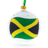 Flag of Jamaica Glass Ball Christmas Ornament 4 Inches in Multi color Round