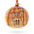 Petra, Jordan Glass Ball Christmas Ornament 4 Inches in Gold color Round