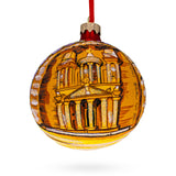 Petra, Jordan Glass Ball Christmas Ornament 4 Inches in Gold color, Round shape