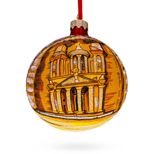 Petra, Jordan Glass Ball Christmas Ornament 4 Inches in  color Round