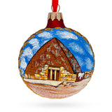 Egyptian Pyramids Glass Ball Christmas Ornament 4 Inches in Multi color Round