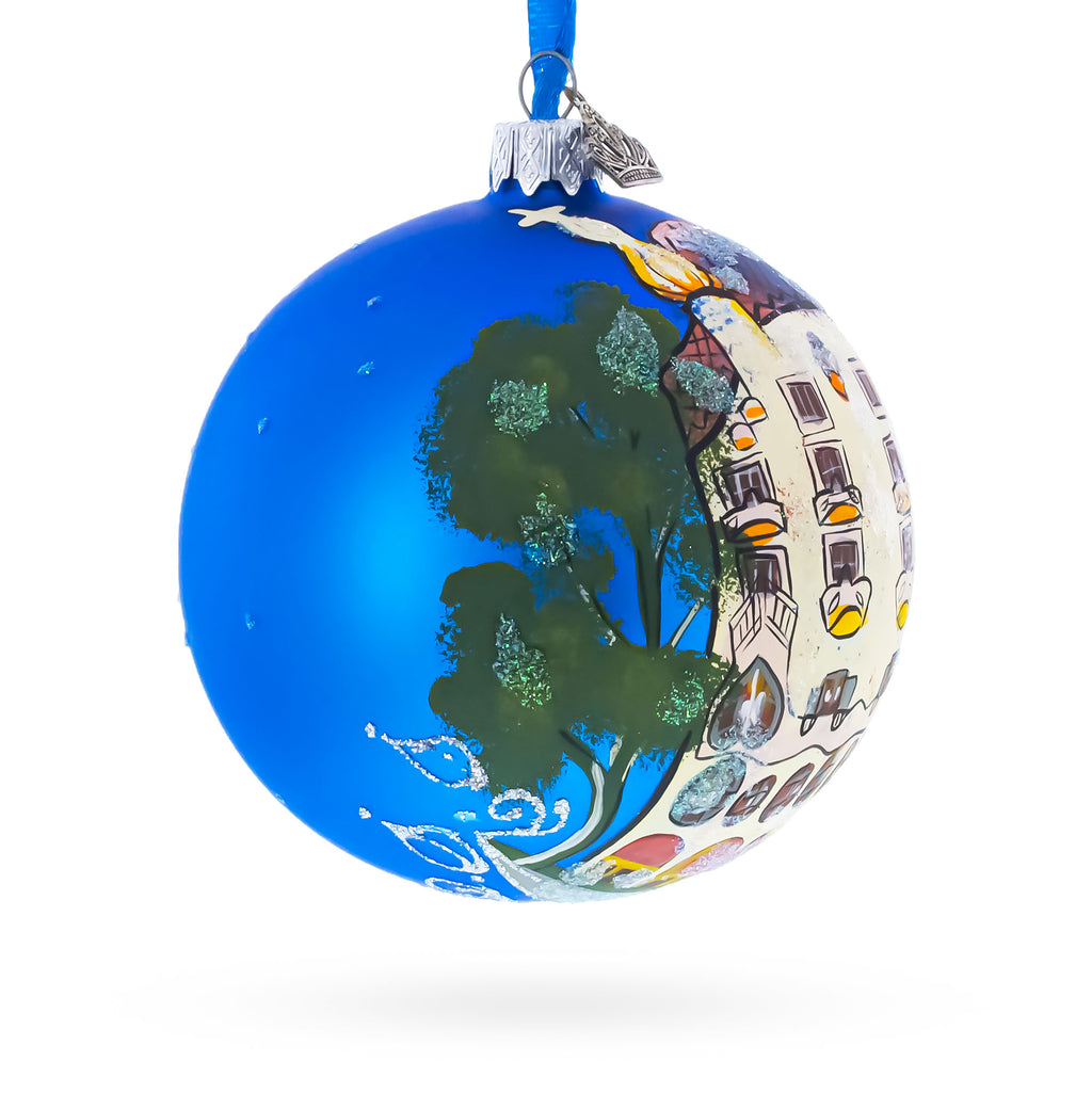Casa Batllo, Barcelona, Spain Glass Ball Christmas Ornament 4 InchesUkraine , dimensions in inches: 4 x 4 x 4