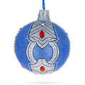 French Designer Luxury Ring Glass Ball Christmas Ornament 3.25 Inches in Blue color Round