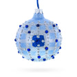 Blue Jewels and Check Pattern Necklace Design Glass Ball Christmas Ornament 3.25 Inches in Blue color Round