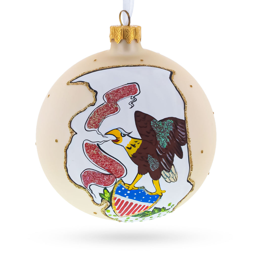 Illinois State, USA Glass Ball Christmas Ornament 4 Inches in Multi color Round