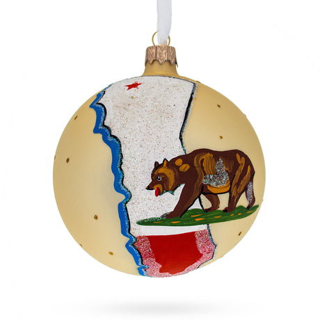 Glass California State, USA Glass Ball Christmas Ornament 4 Inches in Multi color Round