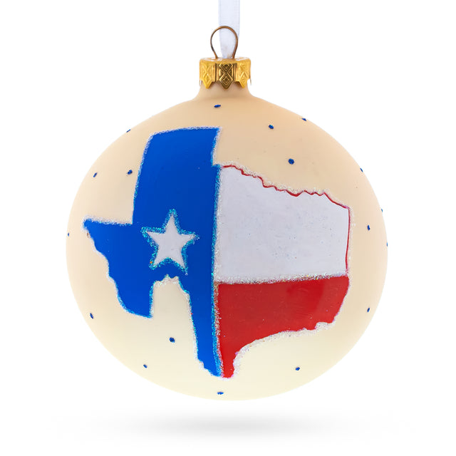 Glass Texas State, USA Glass Ball Christmas Ornament 4 Inches in Multi color Round