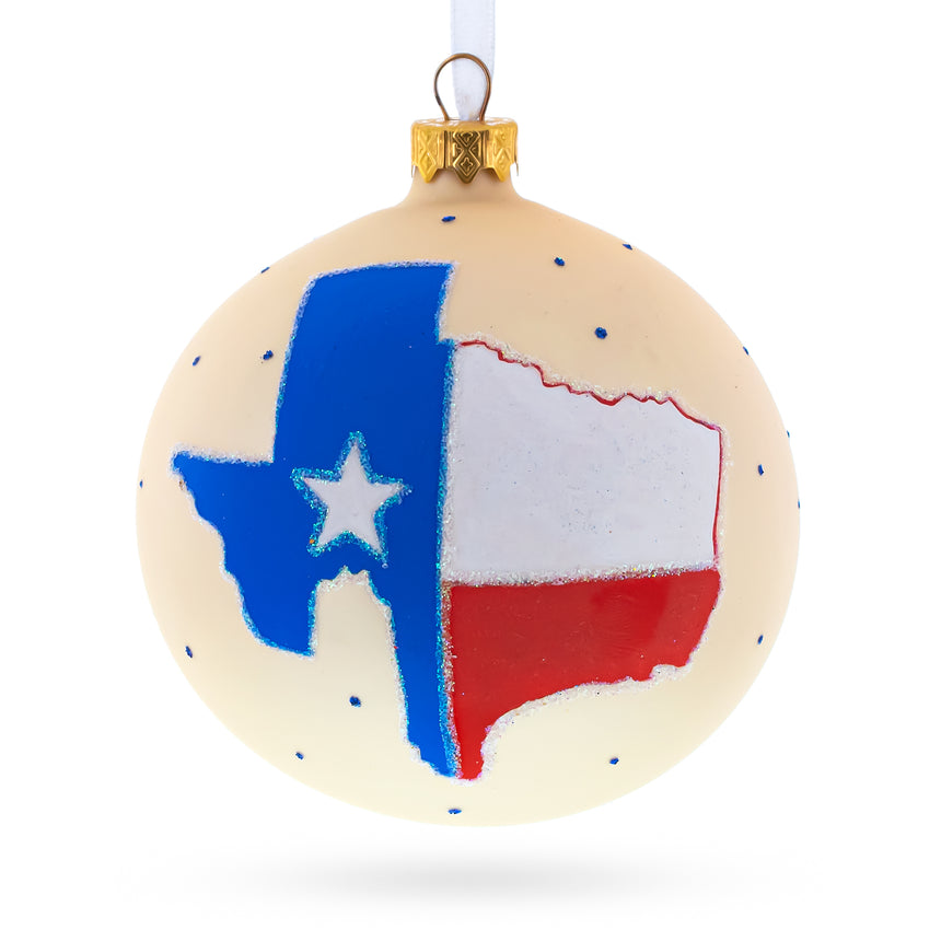 Texas State, USA Glass Ball Christmas Ornament 4 Inches in  color Round