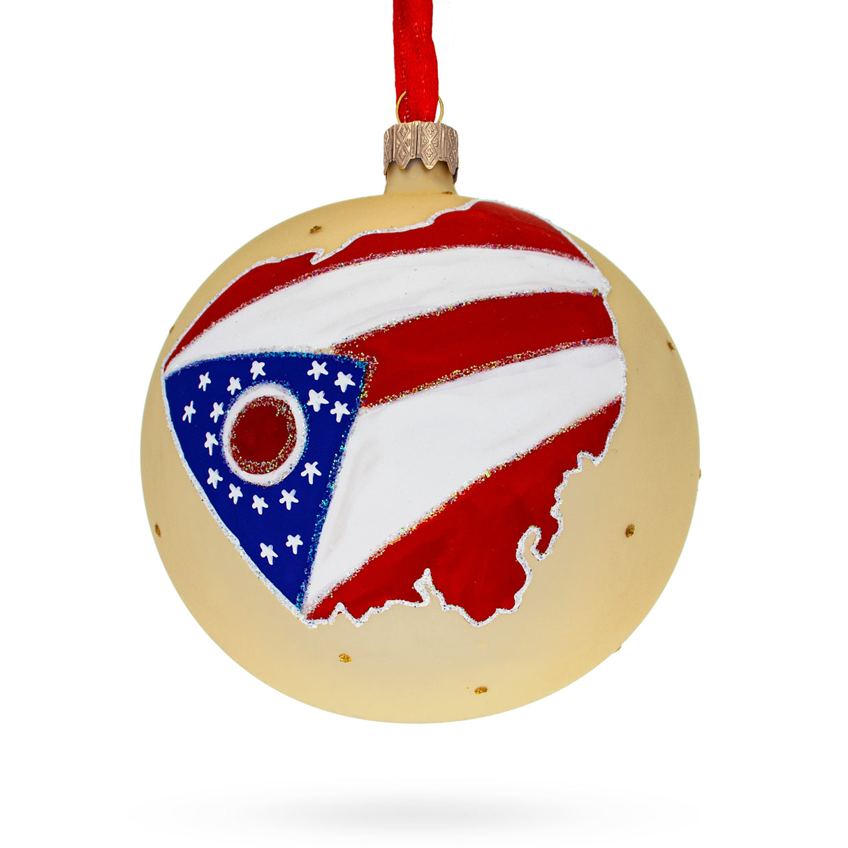 Glass Ohio State, USA Glass Ball Christmas Ornament 4 Inches in Multi color Round