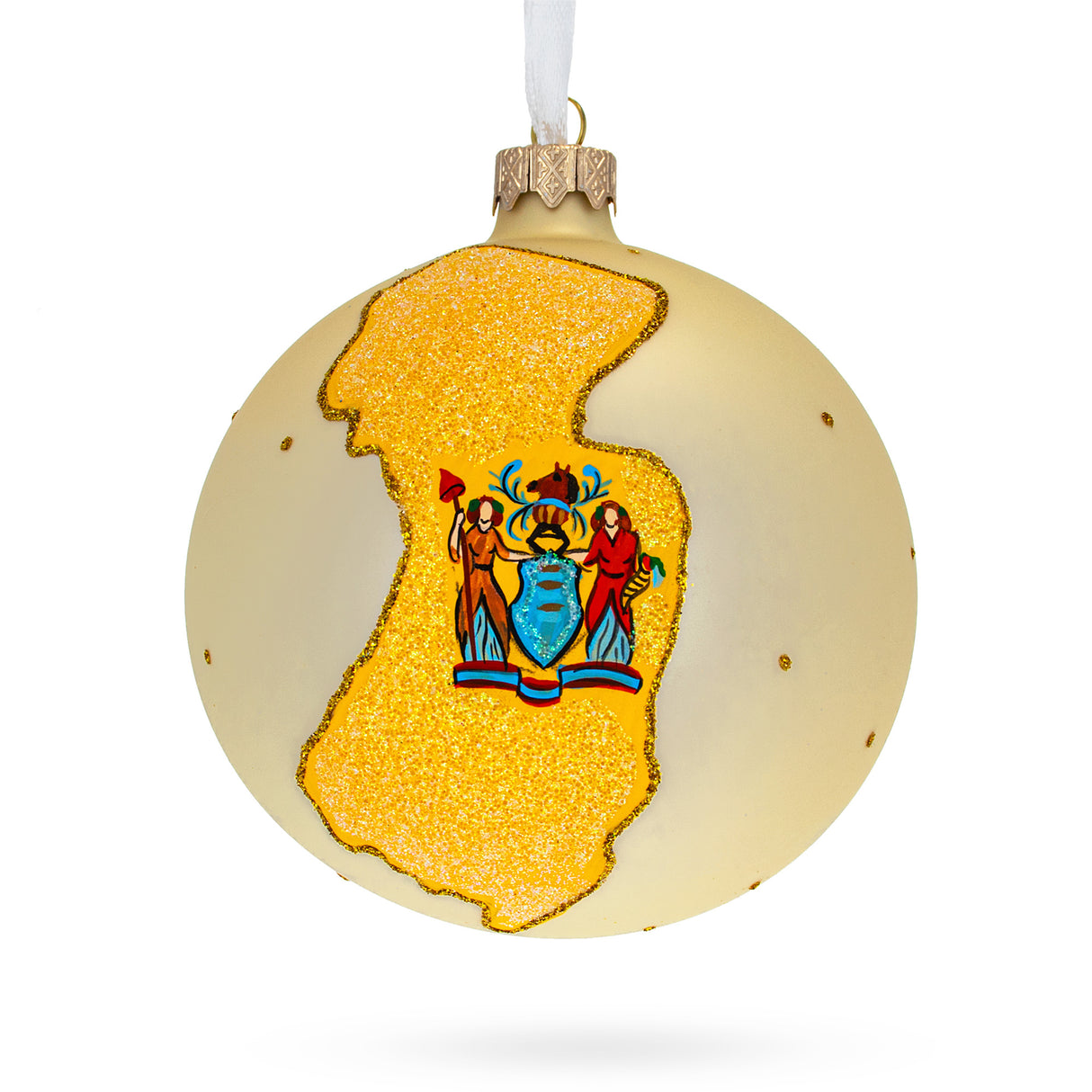 New Jersey State, USA Glass Ball Christmas Ornament 4 Inches in Multi color, Round shape