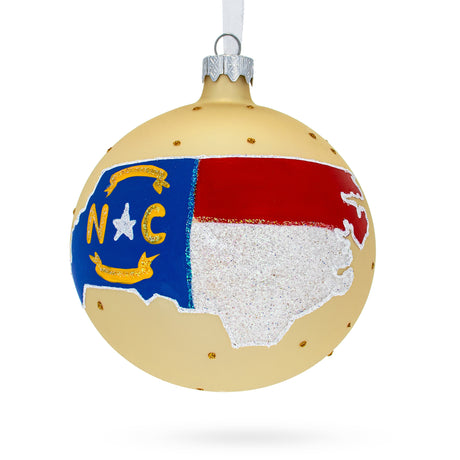 North Carolina State, USA Glass Ball Christmas Ornament 4 Inches in Multi color, Round shape