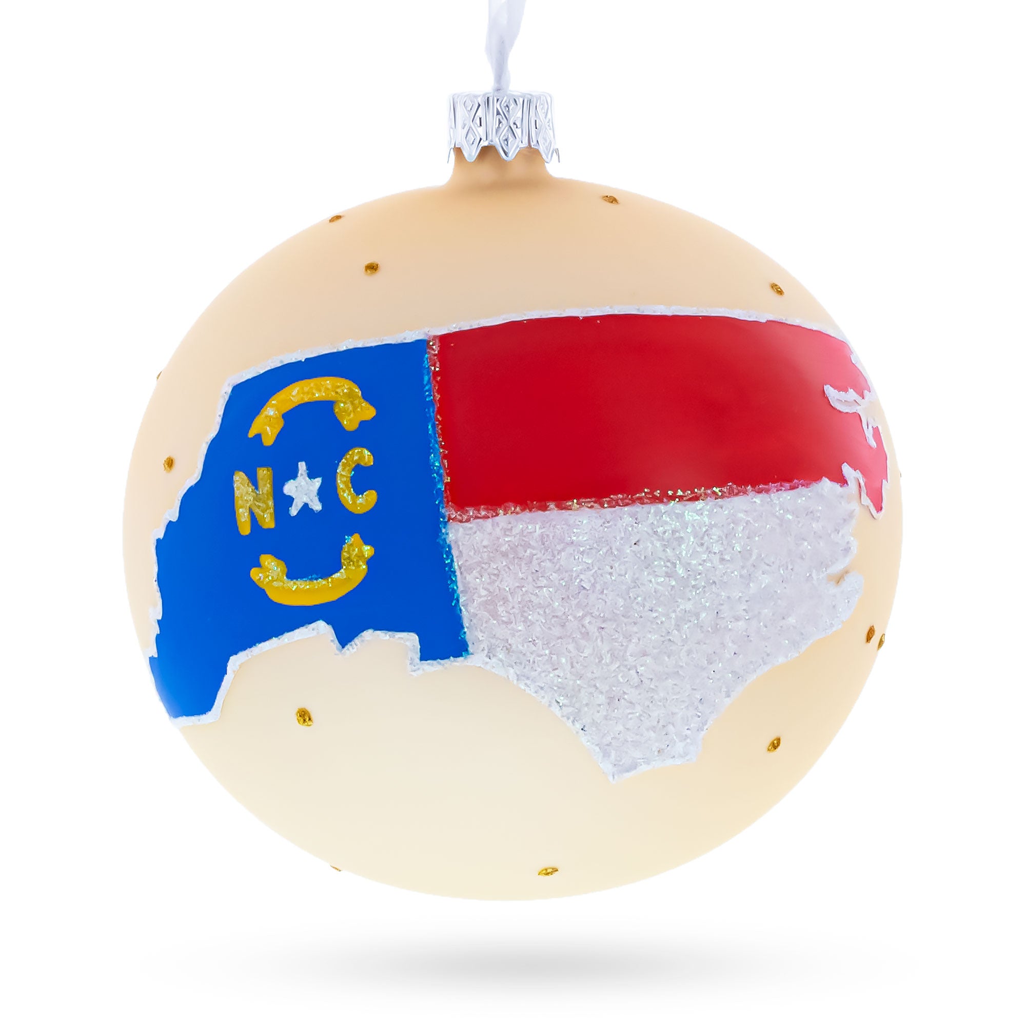 North Carolina State, USA Glass Ball Christmas Ornament 4 Inches in Multi color Round
