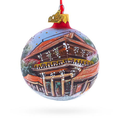 Meiji Jingu Shrine, Tokyo, Japan Glass Ball Christmas Ornament 3.25 Inches in Multi color Round