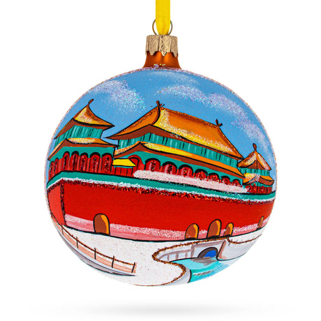Forbidden City, Beijing, China Glass Ball Christmas Ornament 4 Inches in Multi color Round