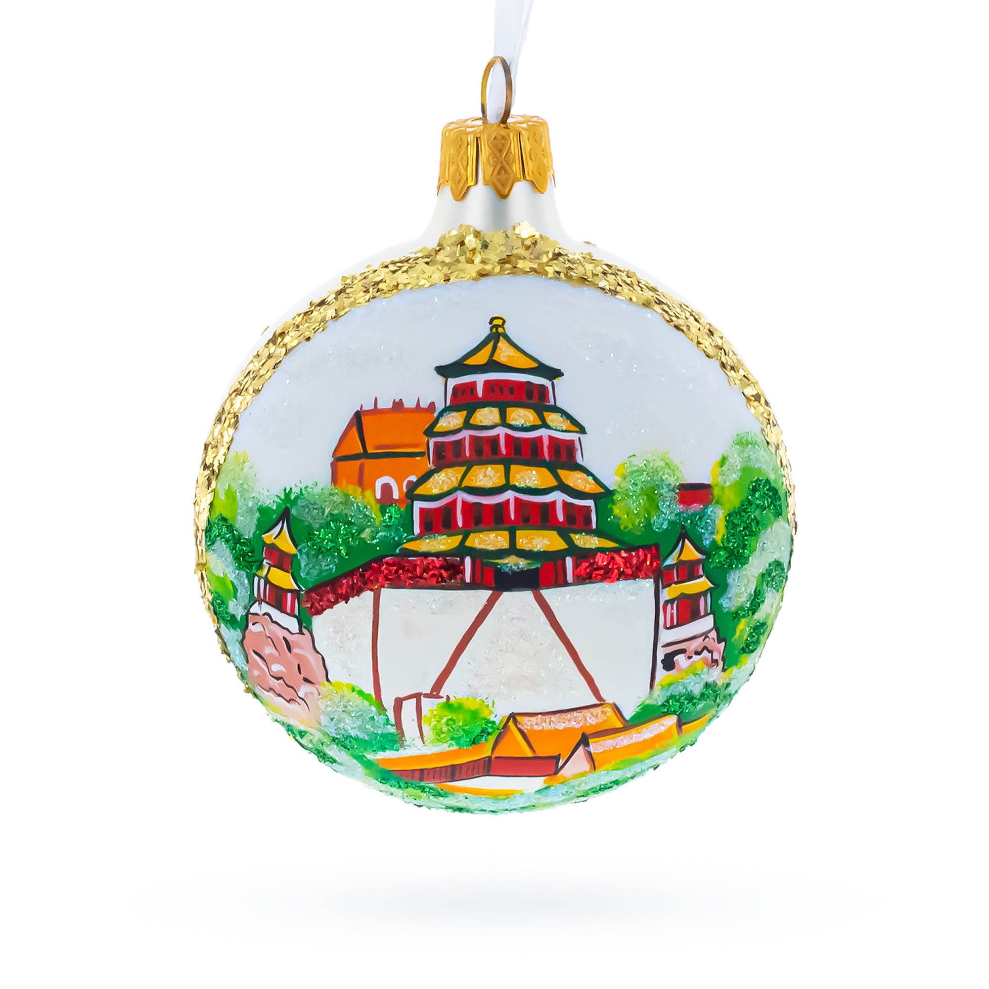 Summer Palace (Yiheyuan), Beijing, China Glass Ball Christmas Ornament 3.25 Inches in Multi color Round