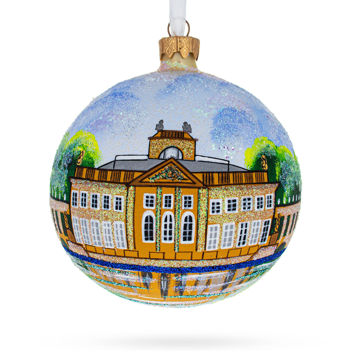 Glass Lazienki Park, Warsaw, Poland Glass Ball Christmas Ornament 4 Inches in Multi color Round