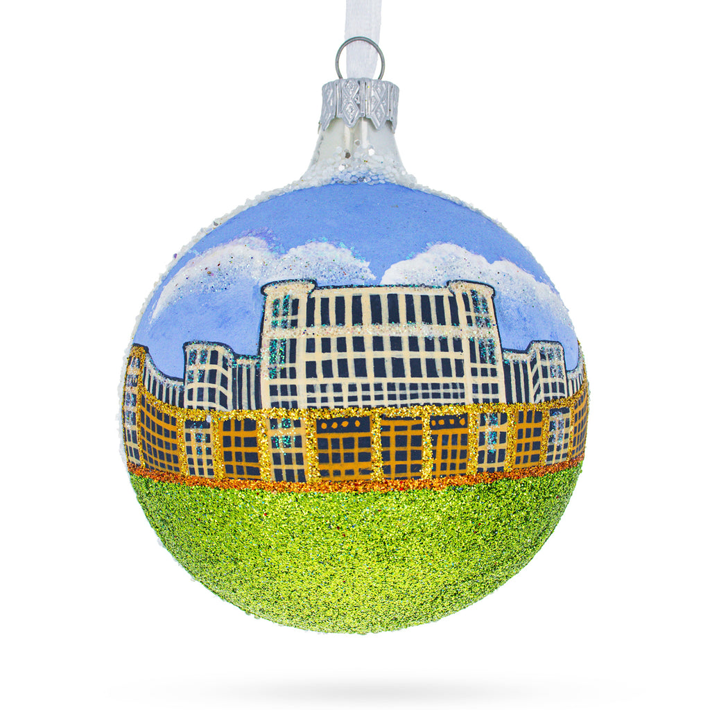 Palace of Parliament, Bucharest, Romania Glass Ball Ornament 3.25 Inches in Multi color Round