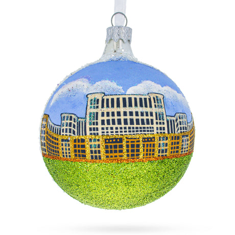 Glass Palace of Parliament,  Bucharest, Romania Glass Ball Ornament 3.25 Inches in Multi color Round