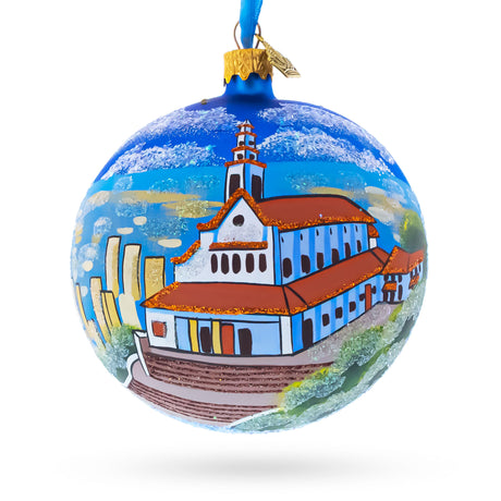 Mount Monserrate, Bogota, Colombia Glass Ball Christmas Ornament 4 Inches in Multi color Round