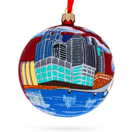 Glass Puerto Madero, Buenos Aires, Argentina Glass Ball Christmas Ornament 4 Inches in Multi color Round