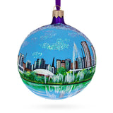 Parque Ibirapuera, Sao Paulo,  Brazil Glass Ball Christmas Ornament 4 Inches in Blue color, Round shape