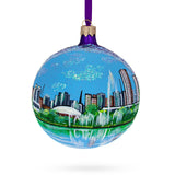 Parque Ibirapuera, Sao Paulo,  Brazil Glass Ball Christmas Ornament 4 Inches in Blue color, Round shape
