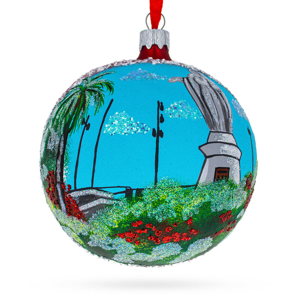 Cerro San Cristobal, Santiago, Chile Glass Ball Christmas Ornament 4 Inches by BestPysanky