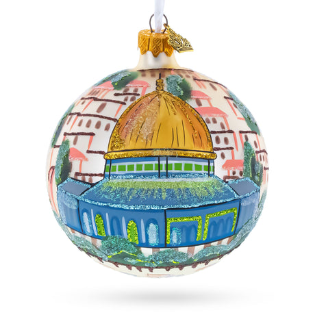 Western Wall, Temple Mount, Jerusalem, Israel Glass Ball Christmas Ornament 4 Inches in Multi color Round